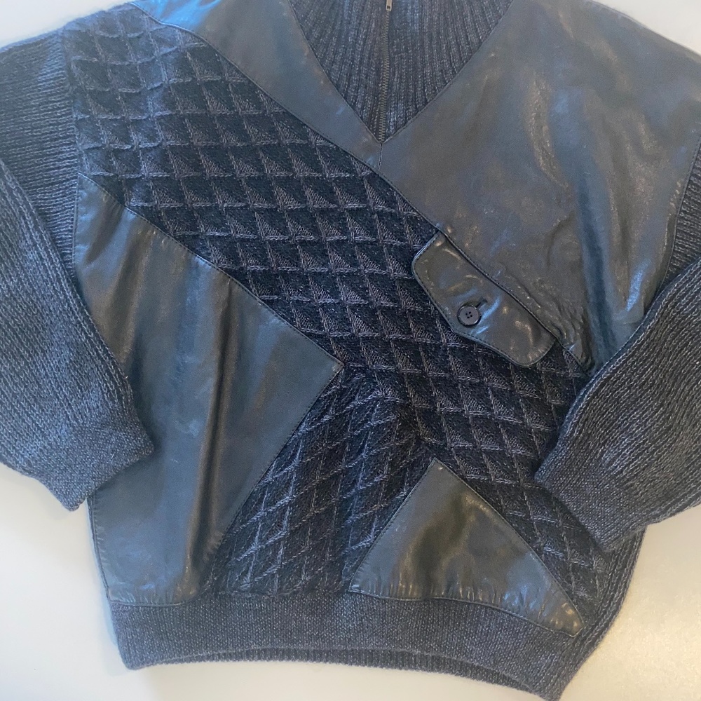 Vintage Torras Wool Leather Sweater Pullover  L